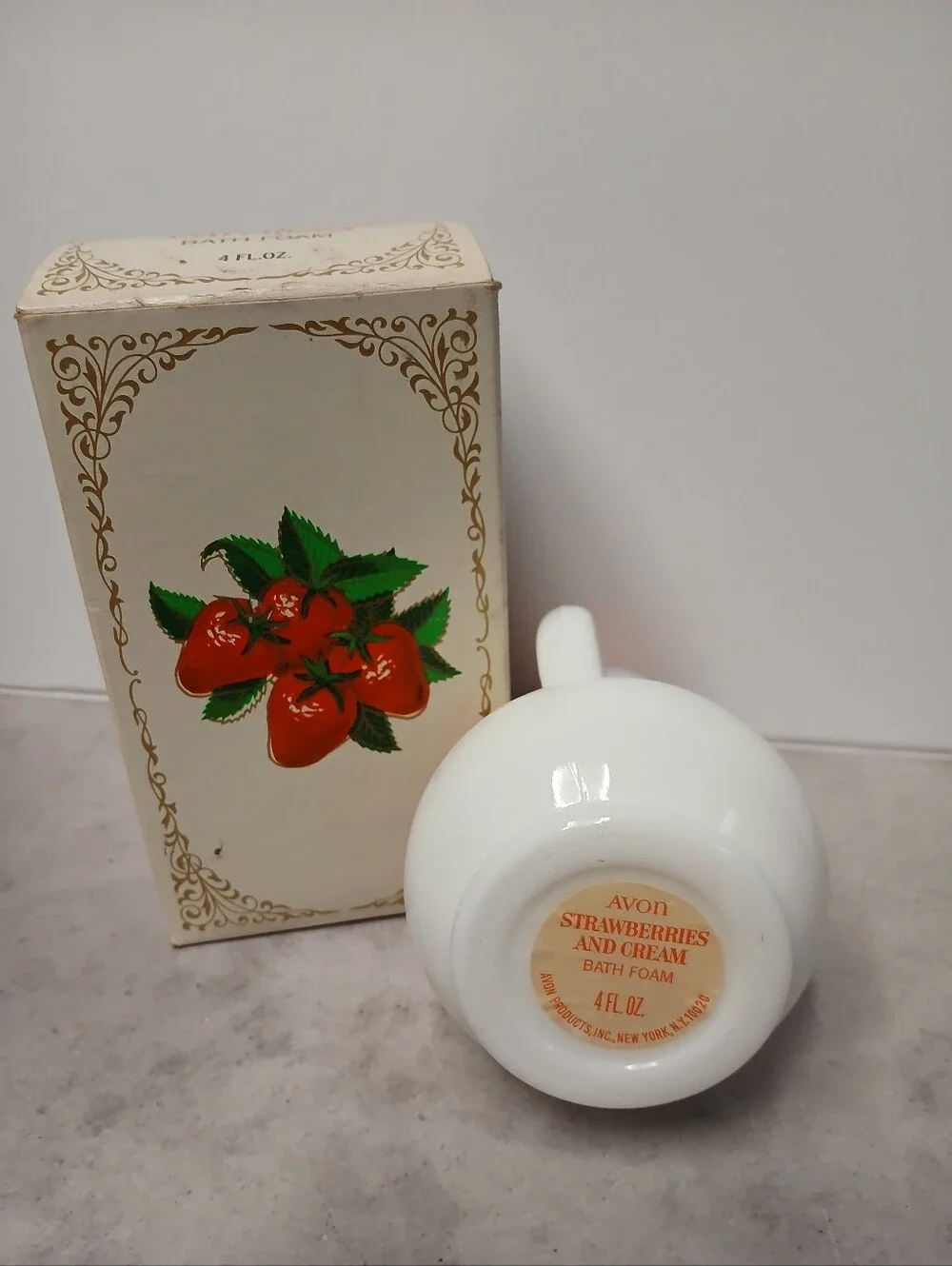 1970 Vintage Empty Bottle Of Strawberries And Cream Bath Foam.